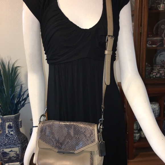 COACH Tylor Suede Exotic Python Leather Crossbody - Picture 3 of 8